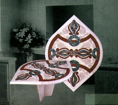 table en mosaïque acajou